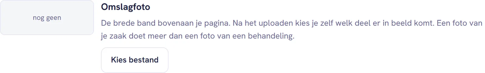 De omslagfoto in de kaart Je visitekaartje, met de knoppen Vervangen, Bijsnijden en Weghalen