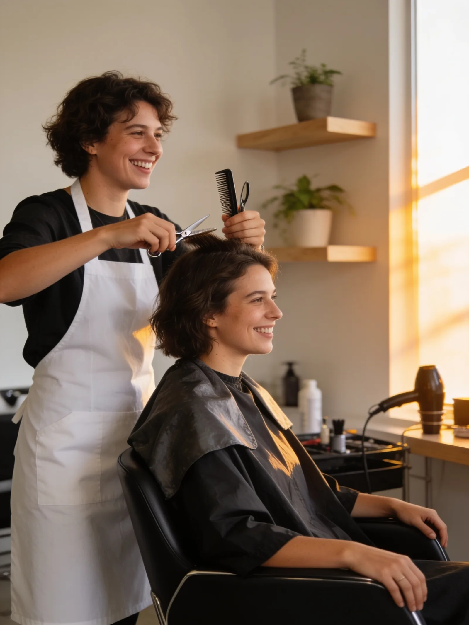 Kapper aan het werk in de salon
